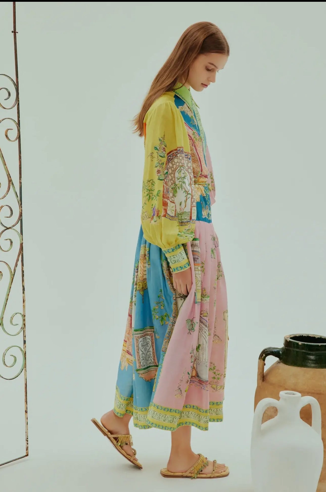 Single Breasted Lantern Sleeve Dress