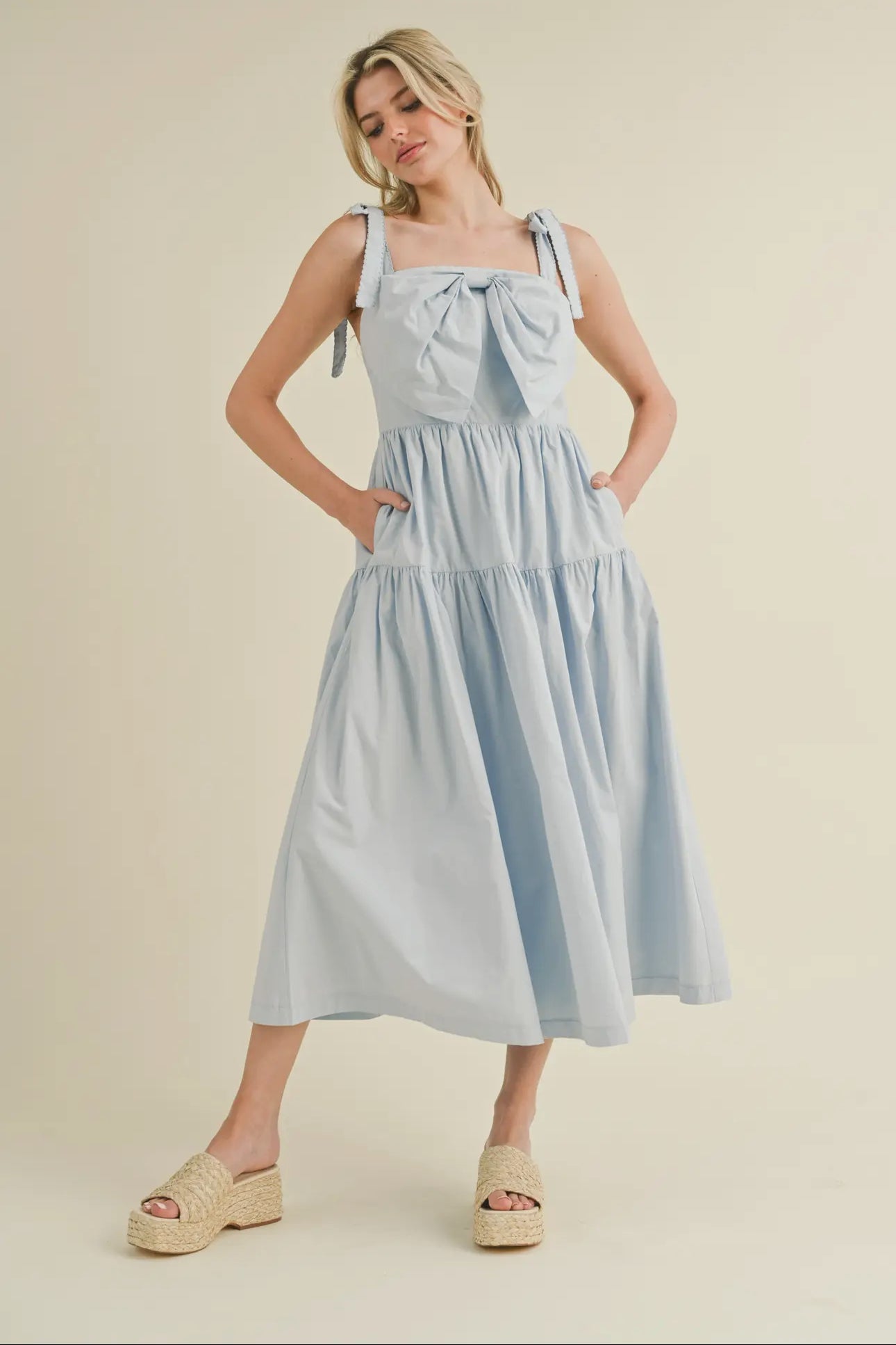 Bow front midi dress