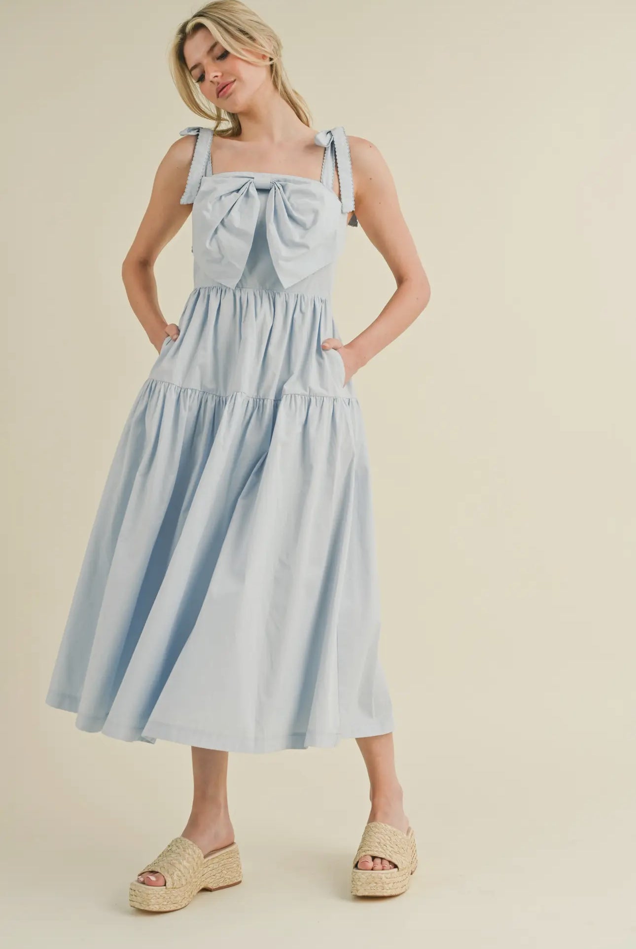 Bow front midi dress