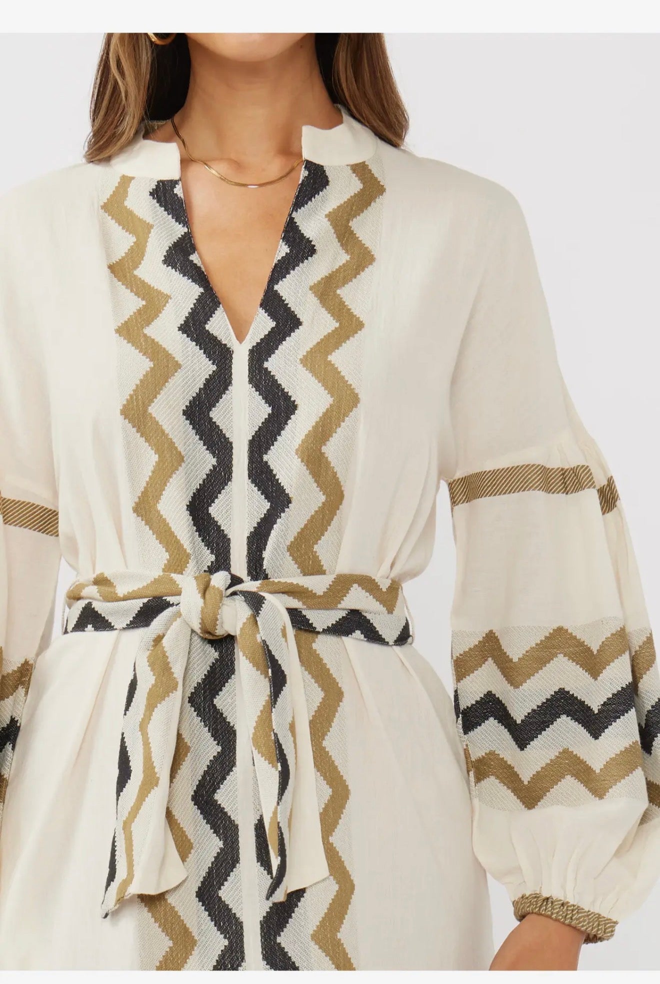 Blouson Sleeve Tiered Maxi Dress with Waist Tie