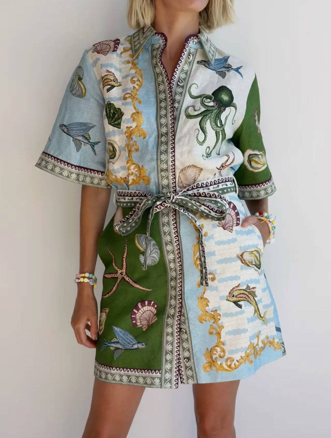 Casual Fashion Linen Cardigan shirt Dress