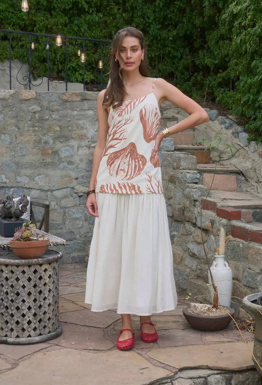Nautical Print Sphagetti Strap Midi Dress