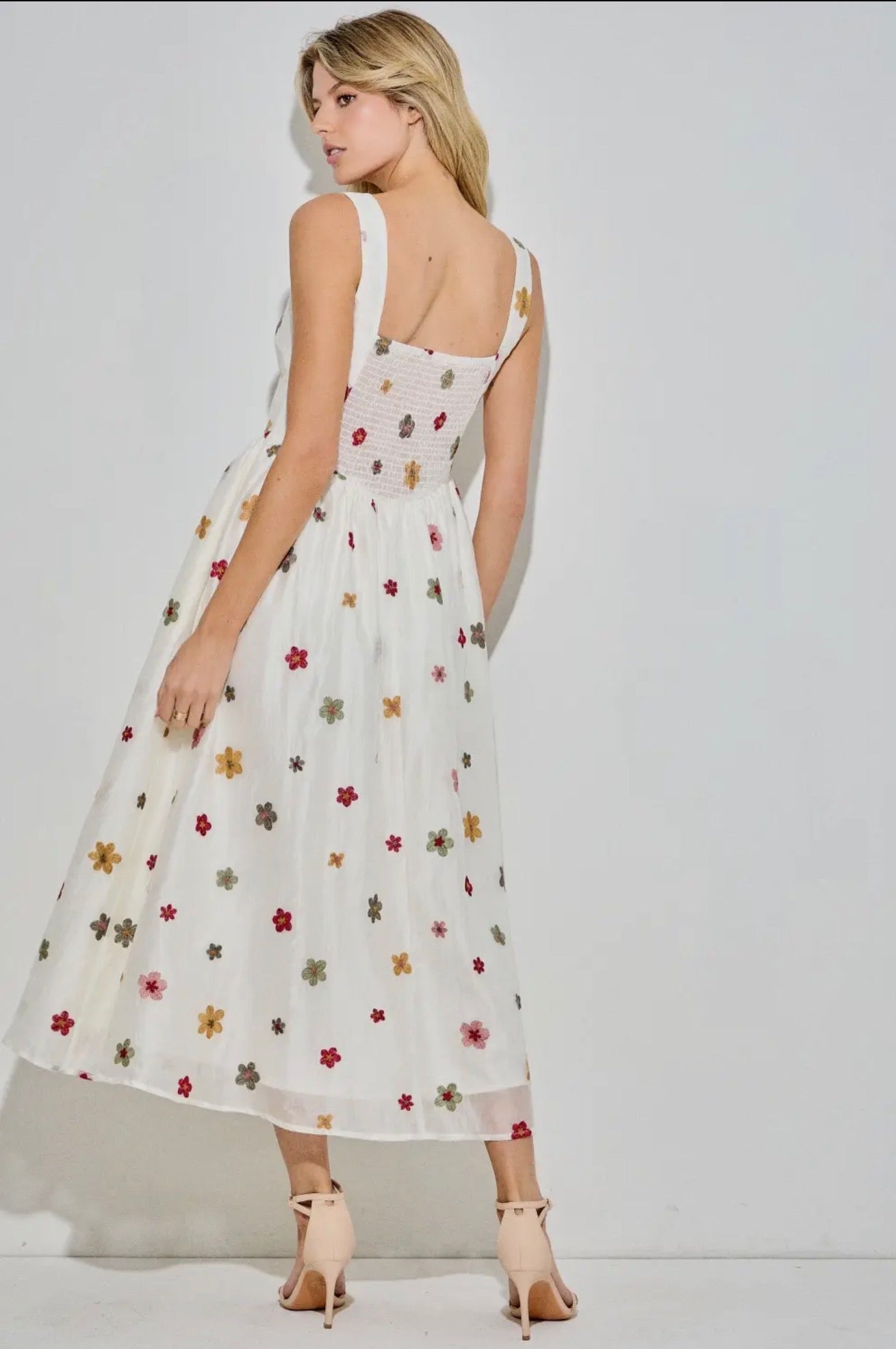 Floral Embroidered Sleeveless Maxi Dress