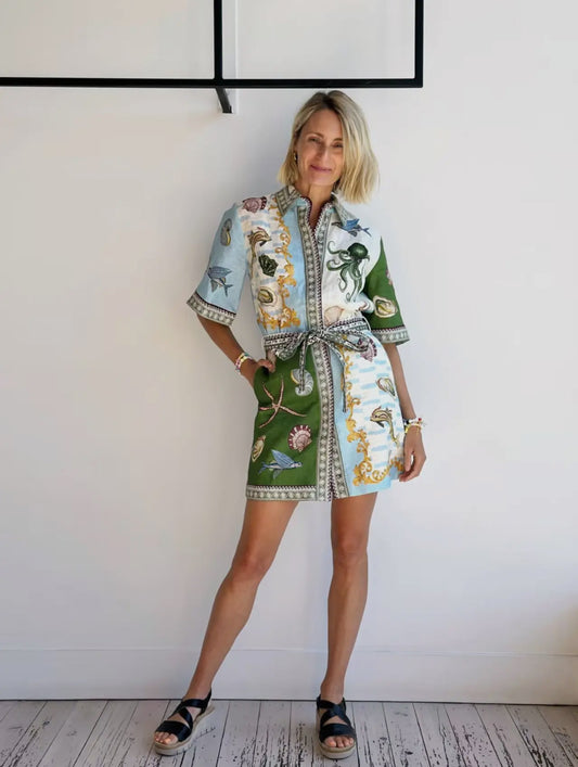Casual Fashion Linen Cardigan shirt Dress
