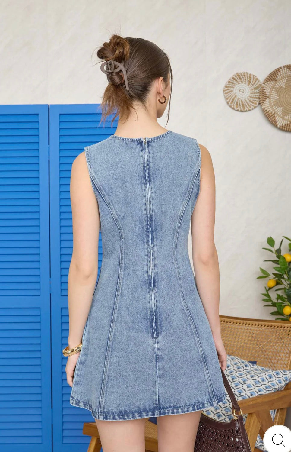 Round neck Sleeveless Denim Mini Dress