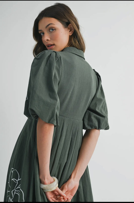 Artisanal Embroidered Balloon Dress
