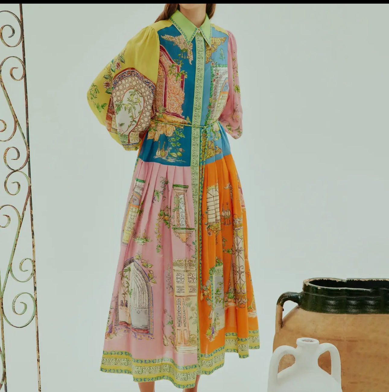 Single Breasted Lantern Sleeve Dress