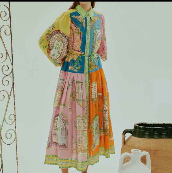Single Breasted Lantern Sleeve Dress