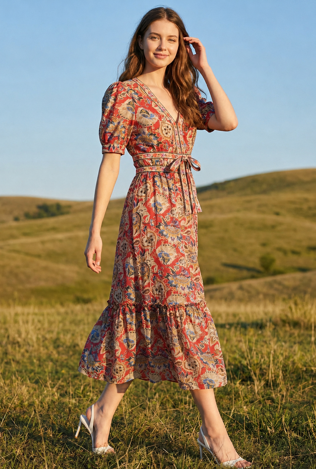 Short Sleeve Ruffle Hem Dress