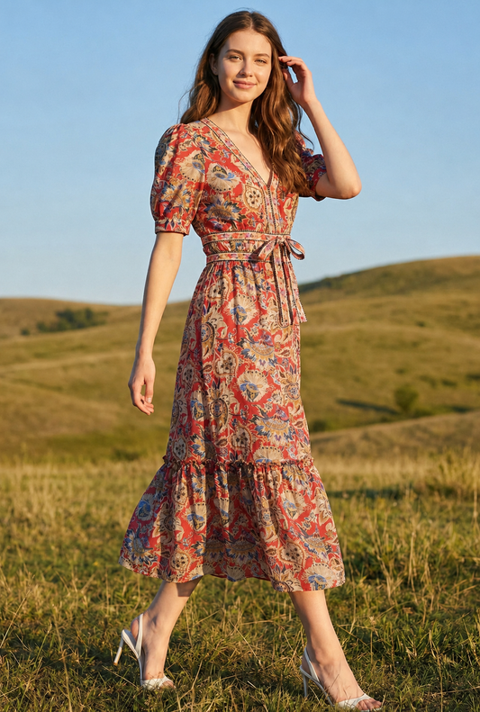 Short Sleeve Ruffle Hem Dress