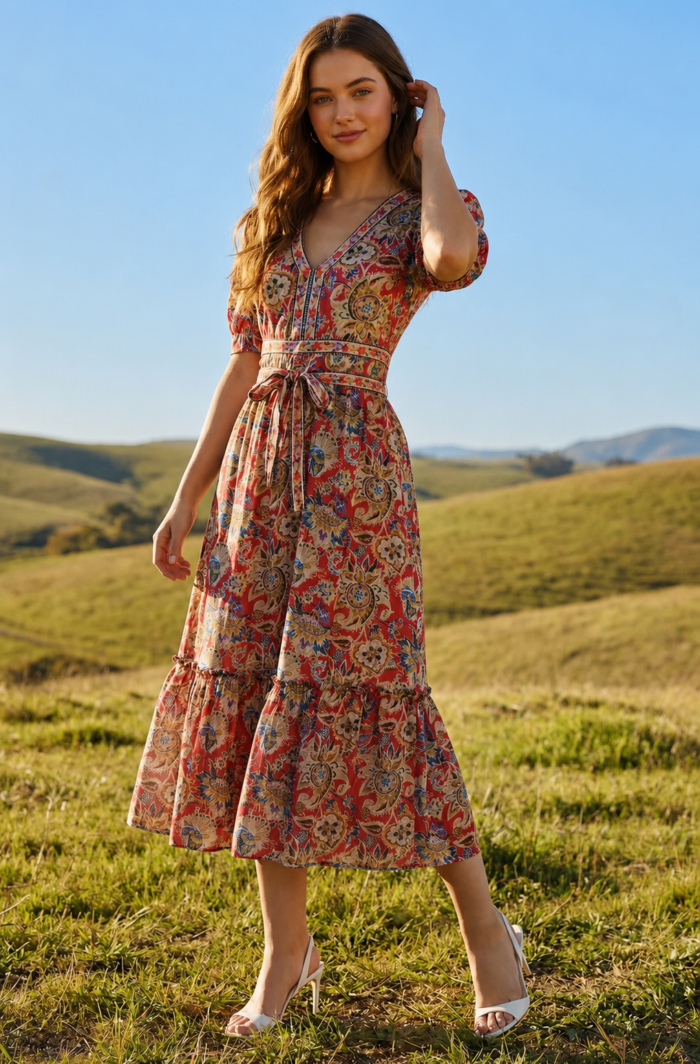 Short Sleeve Ruffle Hem Dress